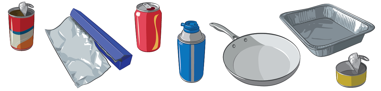 Illustrations of recyclable metal items
