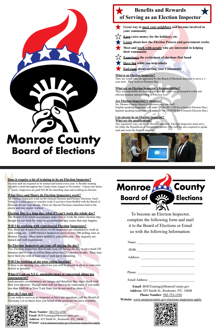 Election Inspector Recruitment Brochure