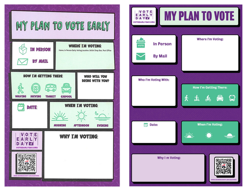 Early Vote Day - My Plan to Vote Card