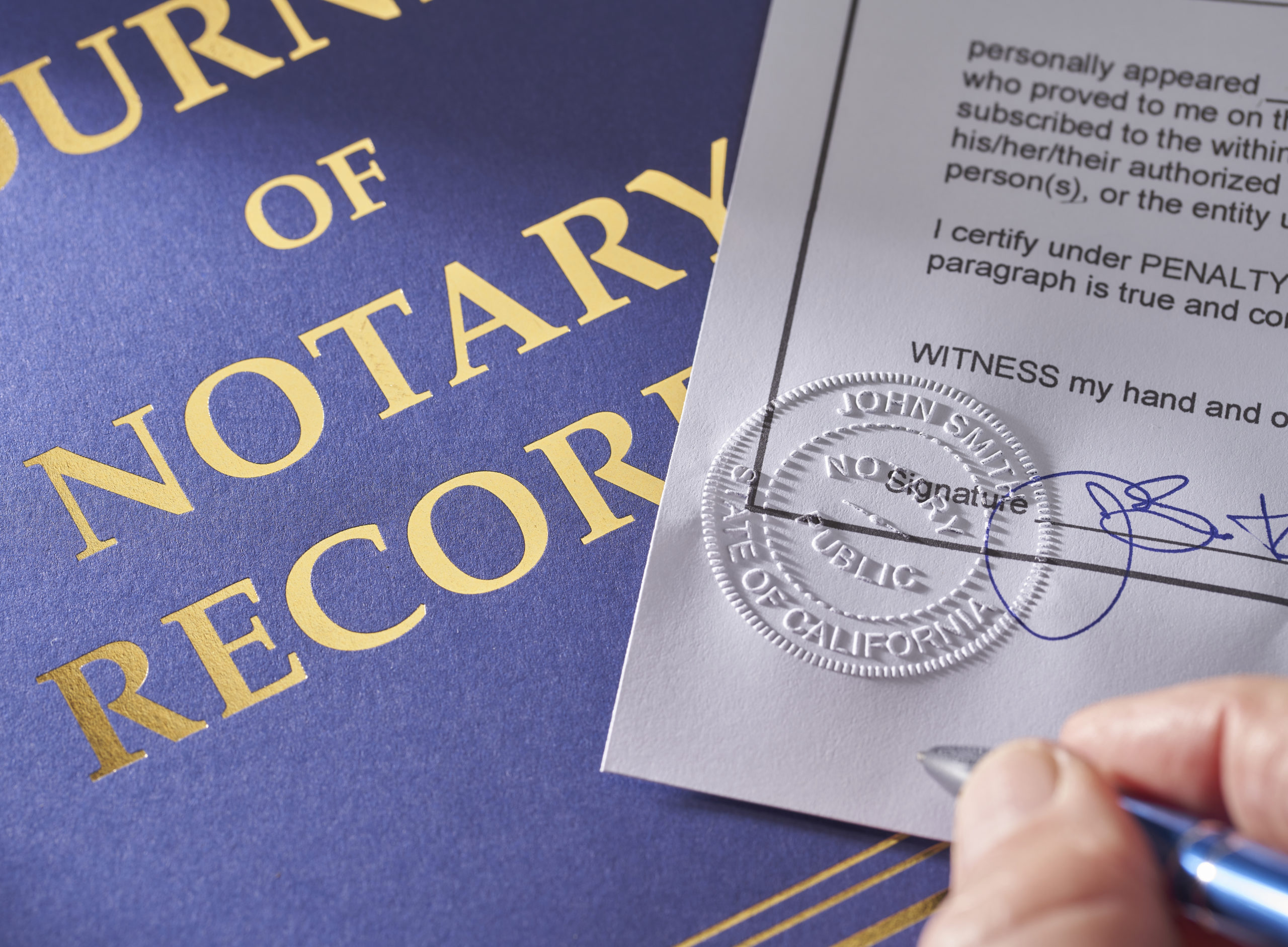Picture of notary paperwork.