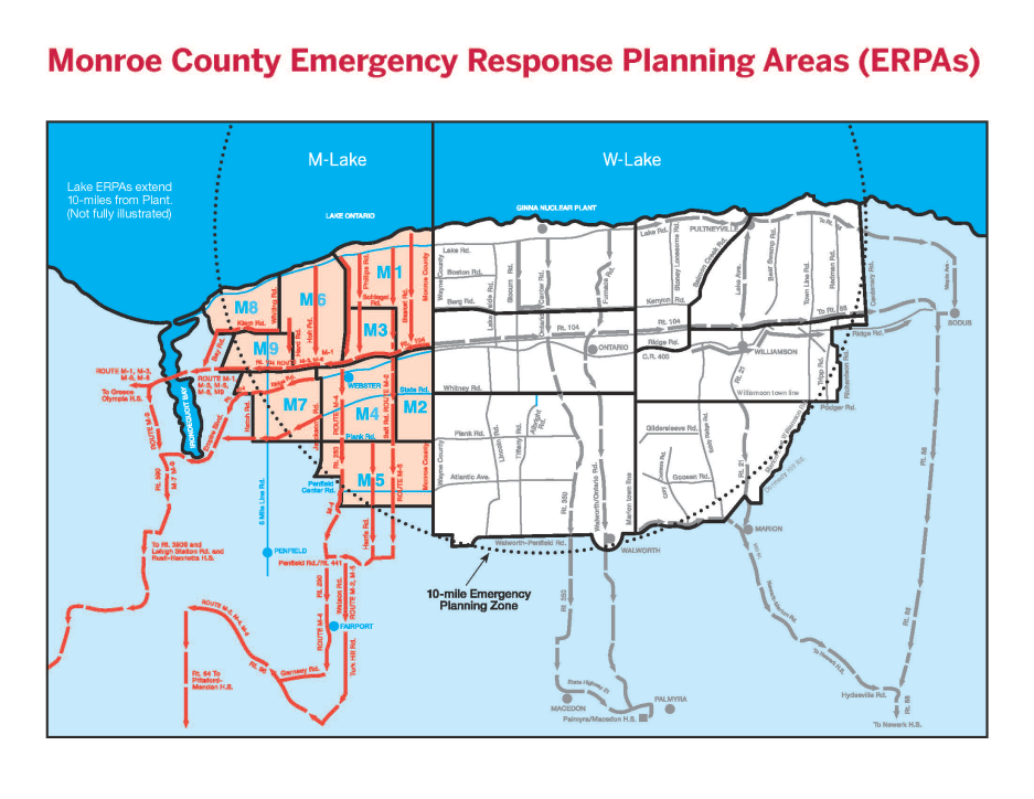 Map of Monroe County Emergency Response Planning Areas (ERPAs)