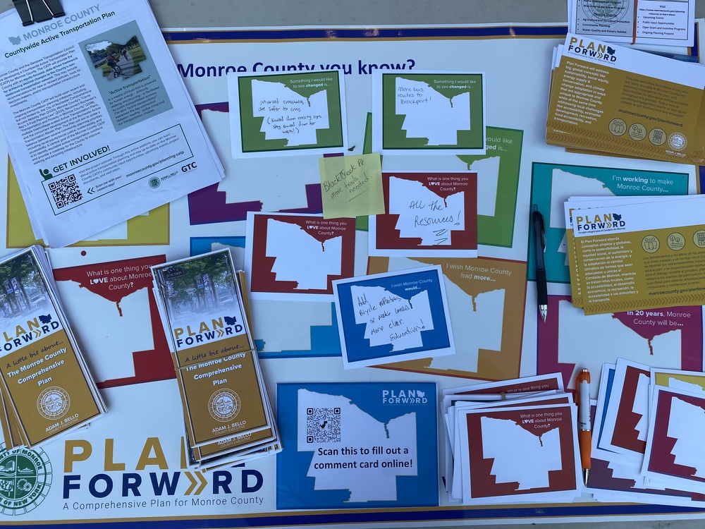 Plan Forward flyers and newsletters stacked on top of each other