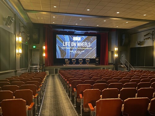 Photo of an empty movies auditorium before Life On Wheels event