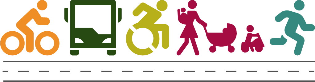 Line art graphic of different modes of travel