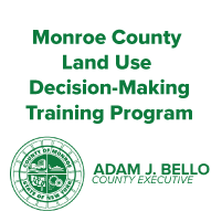 Image with words: "Monroe County Land Use Decision-Making Training Program" and county seal 